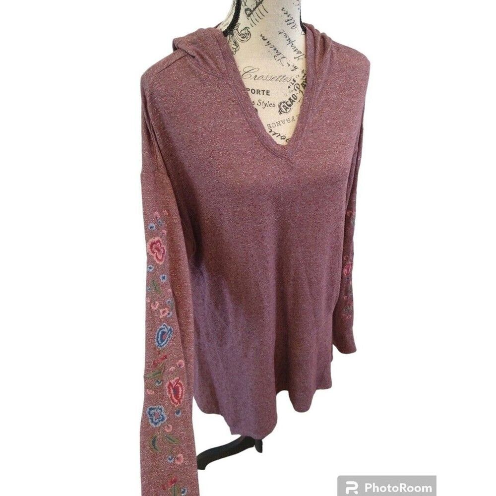 Knox Rose Hooded embroidered top Small Pink Boho Feminine Cottage Core